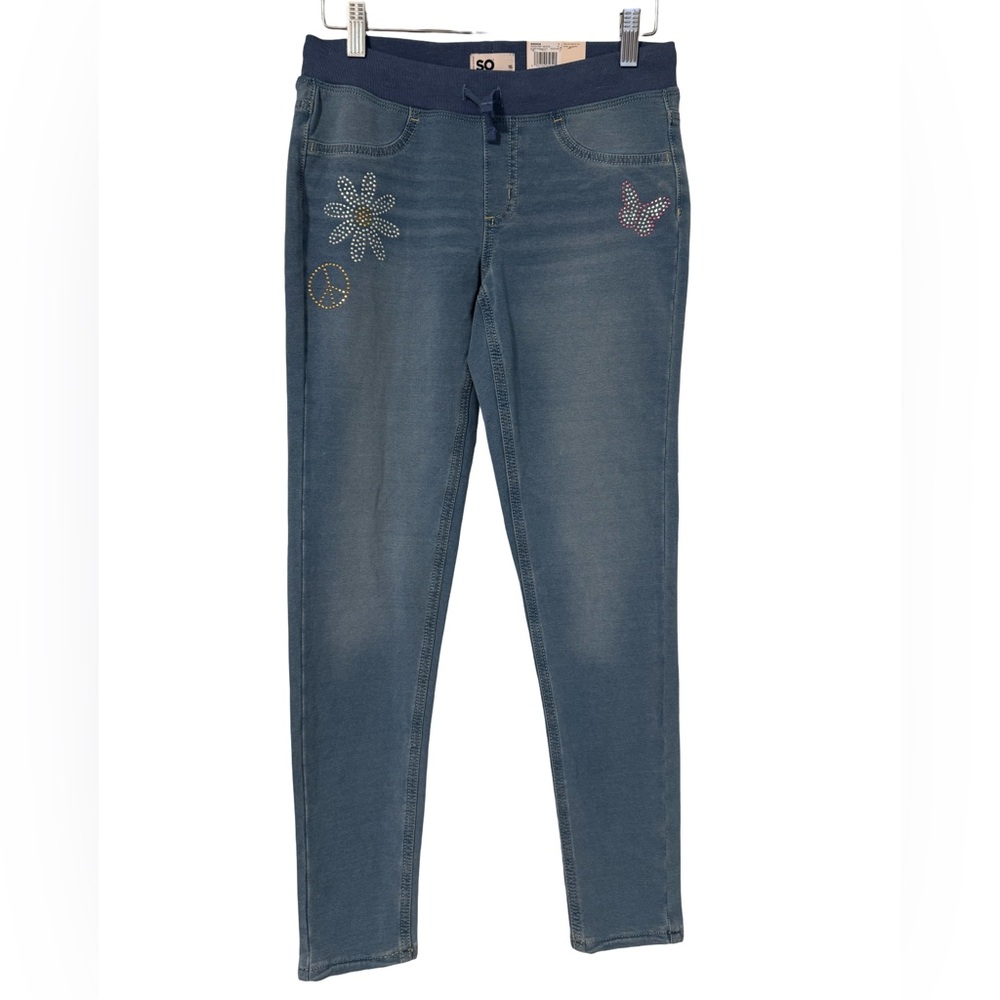 Stretch Pull-On Denim Jeggings | Rhinestone Graphic Jeggings New